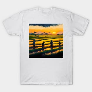 [AI Art] Sunset field workers T-Shirt